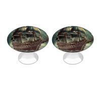 Nautical Vintage Sailing Pirate Ship Drawer Knob Nice Bathroom Cabinet Knob Round Cabinet Pull Stainless Steel Cabinet Handle Circle Drawer Handle Modern Drawer Pull for Wardrobe Cupboard 2 Pcs