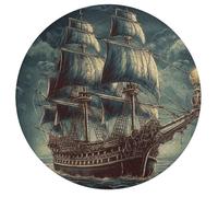 Nautical Vintage Sailing Pirate Ship Jigsaw Puzzle Challenging Round Animals Puzzle Wooden Jigsaw Puzzles for Adults Families 195 PCS