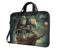 Nautical Vintage Sailing Pirate Ship Laptop Bag 13-15.6Inch, 360° Protective Laptop Sleeve Case Shockproof Messenger Shoulder Bag Waterproof Computer Case Carrying Cover Briefcases for Men Women