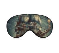 Nautical Vintage Sailing Pirate Ship Sleeping Mask, Light Blocking Eye Mask, Comfortable and Soft, Eye Cover with Elastic Band, Suitable for Men and Women, Suitable for Travel/Sleeping