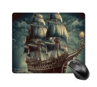 Nautical Vintage Sailing Pirate Ship Square Mouse Pad Portable Computer Mousepad with Non-Slip Rubber Base 18 * 22cm Ultra-Thin Gaming Mouse Mat for Computer Laptop Office Desk Accessories