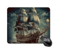 Nautical Vintage Sailing Pirate Ship Square Mouse Pad Portable Computer Mousepad with Non-Slip Rubber Base 25 * 30cm Ultra-Thin Gaming Mouse Mat for Computer Laptop Office Desk Accessories