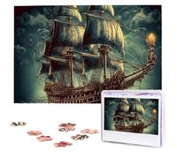 Nautical Vintage Sailing Pirate Ship Wooden Puzzles 1000 Pieces Personalized Jigsaw Puzzle For Adults Interesting Custom Photo Puzzles Gift For Holiday Birthday Wedding Anniversay