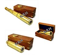 Nautical Vintage Spyglass Scope Telescope Maritime Nautical 14" Brass Pirate Telescopes Wooden Box