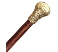 Nautical Walking Stick in Steel Solid Metal Canes with Detachable Brass Knob Handle - Handmade in Golden Finish - Unique Gentleman Decorative Walking Sticks and Canes for Men/Women/Seniors