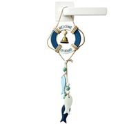 Nautical Wall Decor Hangable Life Ring Art Pendant with Rope and Bell