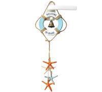 Nautical Wall Decor Hangable Life Ring Art Pendant with Rope and Bell