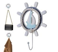 Nautical Wall Hooks - Maritime Anchors Coat & Hat Holder | Oceanic Rustic Seaside Hook Rack | Coastal Shell-Inspired Vessel Hook Set for Towels Aprons Pot-Holders | Driftwood Beach Theme Decor