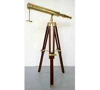 NAUTICAL WAREHOUSE Marine Navy Nautical Brass 18" Telescope Single Barrel with Wooden Tripod Stand