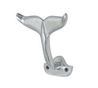 Nautical Whale Tail Hook, Heavy Aluminum Cast Wall Hooks Decorative Coastal Home Decor, 8 inches