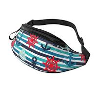 Nautical Wheels Anchors and Boats Crossbody Bag Runner Small Hip Pouch Bum Bag Running Waistpack Bumbag Beltbag Sport Slim Fashionable for Jogging Hiking Woman