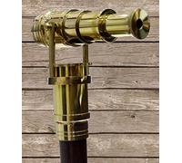 Nautical Wood Cane Telescope Walking Stick Hidden Spy Brass Handle Rustic Vintage Home Decor Gifts