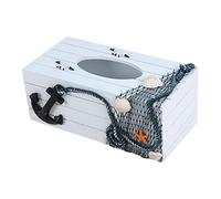 Nautical Wooden Tissue Box - Rectangular Decorative Storage for Home, Kitchen & Office - Stylish Organizing Solution, Coastal Décor, Idea