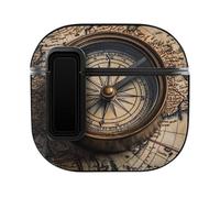Nautical World Map Ocean Map Bluetooth Headphone Case Earphone Protective Cover with Magnets Lock Compatible with Airpods 4