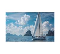 Nautical Yacht Aquatic Coastal Dog Food Mat Print Pet Feeding Mats Dog Water Bowl Placements for Floors 12x20inch