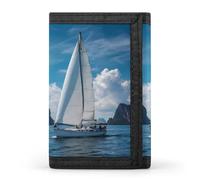 Nautical Yacht Aquatic Coastal Wallet Slim Trifold Purse Card Holder Money Pouch Organizer Wallets