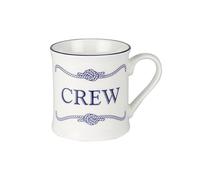 Nauticalia Campfire Style Crew Mug - Coffee & Tea China Mug, Nautical Design White & Blue, Holds 275ml