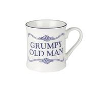 Nauticalia Campfire Style Crew Mug Grumpy Old Man - Coffee & Tea China Mug, Nautical Design White & Blue, Holds 275ml