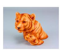 Nauticalia Carved Wood-Effect Double Tiger Head, 17cm
