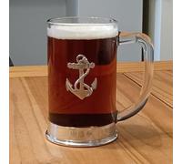 Nauticalia Glass Tankard with Pewter Base and Anchor Badge
