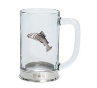Nauticalia Glass Tankard with Pewter Base and Salmon Badge