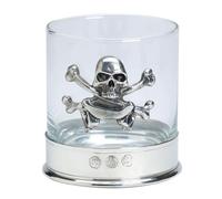 Nauticalia Pewter-Mounted Whisky Tumbler with Skull & Crossbones Badge