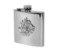 Nauticalia Stainless Steel Pocket Flask with Pewter HMS Victory Badge, 12 Cm