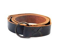 NauticalMart Medieval Leather Belt with Brass O Ring - 150 cm Long Viking Retro LARP Leather Black Belt for SCA, Knight Reenactment, Ren Faire, Cosplay, and Halloween Costumes, Black, M