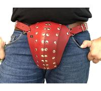 NauticalMart Medieval Paladin Codpiece Leather Groin Protection Cup Crotch Fighting LARP Combat Renaissance Armor Men's Costume, Red, L
