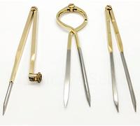 Nautical's Select 8” Solid Brass Straight Pattern Single Hand Navigation Chart Divider Pencil Compass - Set Of 3 In Rexine Case | Nautical’s Select (Stainless Steel Tips)