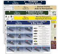 NautiCards Boating Reference Set - 5 Waterproof Guides with Flags & Codes, Lights & Shapes, USCG Buoys, and Sailing Knots - Essential Marine Gear & Sailing Accessories
