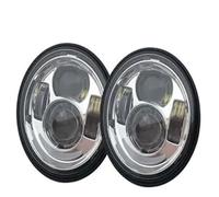 NAUTIG Motorcycle Head Lamp 2pcs Motorcycle 5inch Projector LED Headlight Moto Round Headlamp For Fat Bob For Dyna FXDF 5'' Black DRL Halo Headlights Headlamp(Chrome DRL)
