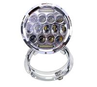 NAUTIG Motorcycle Head Lamp 75W 7" Round LED Headlight Hi Low Beam DRL Lamps With 7 Inch Headlights Mounting Bracket Holder Set Motorcycle Offroad Accessory Headlamp(Headlight Set Chrome)