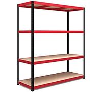 Nautilus Designs Boltless Shelving Unit 4 Shelves Steel 1,600 x 600 x 1,800 mm Black, Red