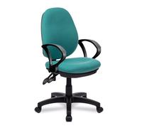 Nautilus Designs Java 200 Medium Back Twin Lever Fabric Operator Office Chair With Fixed Arms Green - BCF/P505/GN/A