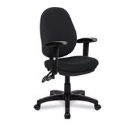 Nautilus Designs Java 200 Medium Back Twin Lever Fabric Operator Office Chair With Height Adjustable Arms Black - BCF/P505/BK/ADT