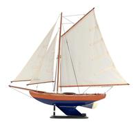 NAUTIMALL 26" Wooden Sailboat Model Bermuda Sloop Handmade Nautical Modern Yacht Ship Home Decor (Blue)