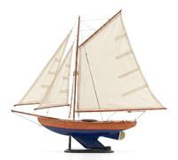 NAUTIMALL 26" Wooden Sailboat Model Bermuda Sloop Handmade Nautical Modern Yacht Ship Home Decor (Blue)