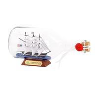 NAUTIMALL Black Pearl Caribbean Pirate Model Ship in a Bottle Glass Ornament Table top Nautical Home Decoration Mayflower USS Constitution USCG Eagle Gift for boy (Constitution 9")