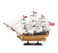 NAUTIMALL HMS Victory Model Ship, 15 inch Handcrafted Wooden Replica with Canvas Sails, Naval Warship Display Model (V40)