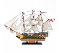 NAUTIMALL HMS Victory Model Ship, 24 inch Handcrafted Wooden Replica with Canvas Sails, Naval Warship Display Model (V60)