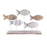 NAUTIMALL Wooden Fish Figurines with Jute Rope and Cotton String, Fish Sculpture Statues for Home Decoration, Table Top Nautical Decor for Living Room, Bedroom, Beachhouse Home Decor (JuteFish-5)