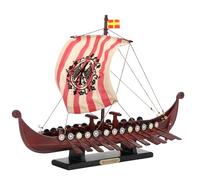 NAUTIMALL Wooden Viking Ship Model, 14 Inch Long, Table Top Boat Decor Collection