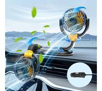 Nauttxon 12V Fan for Car Dashboard- Cigarette Lighter - 180° Up Down 360 ° Rotatable - 3 Speed Wind Car Cooling Fan for SUV RV Truck Boat - 12V Dual