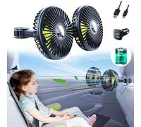 Nauttxon Battery Fan for Car Backseat - Rechargeable Car Fan for Backseat Kids [Comes with Car Charger&USB C Cable] 360 Rotatable Separate Control Car Fans That Blow Cold Air for Vehicles SUV RV