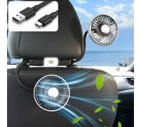Nauttxon Hose Car Fan for Backseat Kids with Led Lights - USB Car Seat Fans for Baby - Independent Control 3 Speeds 360 Degree Rotatable for Vehicles RV SUV