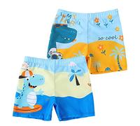 NautySaurs 2-Pack Boys Swim Shorts 2-11 Years Big Boys' Swimwear Dinosaurs Kids Swimming Trunks (Beach & Surf Dinosaurs, 3-5 Years)