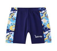 NautySaurs Boys' Swimming Trunks High Elasticity Boys Navy White Swim Shorts Tropical Fish Quick-Dry Swimwear for Big Kids Aged 7-14 Years (White Patchwork, 11-12 Years)