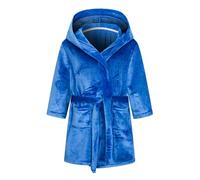 NautySaurs Girls Dressing Gown Kids Solid Color Bathrobes Children's Hooded Flannel Fleece Robe for Boys, Royal Blue, 3-4 Years