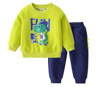 NautySaurs Toddler Boys Clothes Sets Kids Printed Sweatshirt and Pants Set Spring Fall Outfits (3-4 Years, B-green)